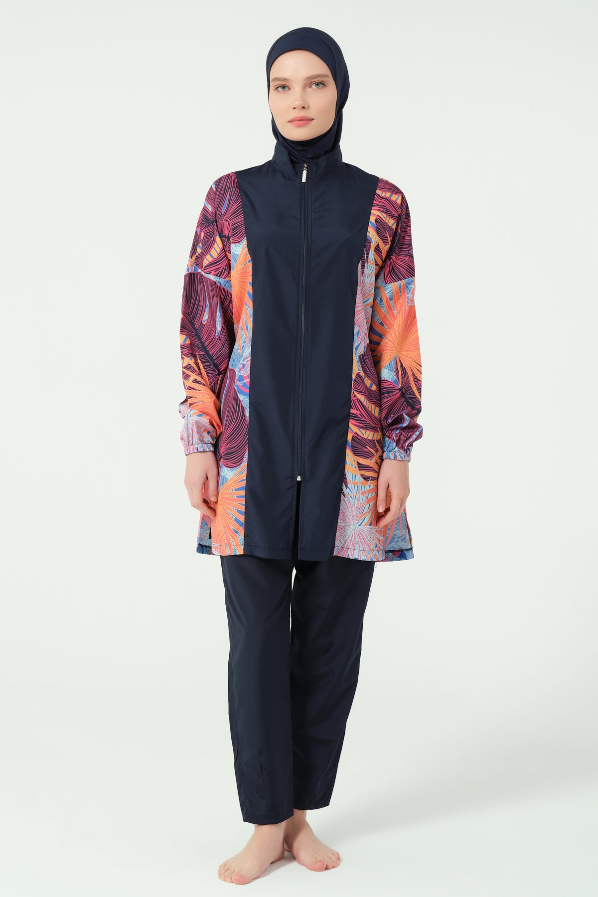 جديد💥بوركيني تركي بني مشجر في كحلي