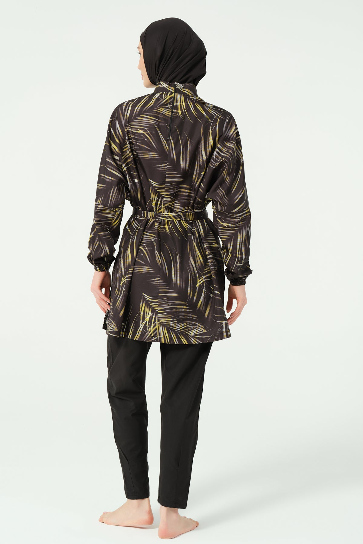 جديد💥بوركيني تركي واتر برووف اوفر سايز اسود في اصفر