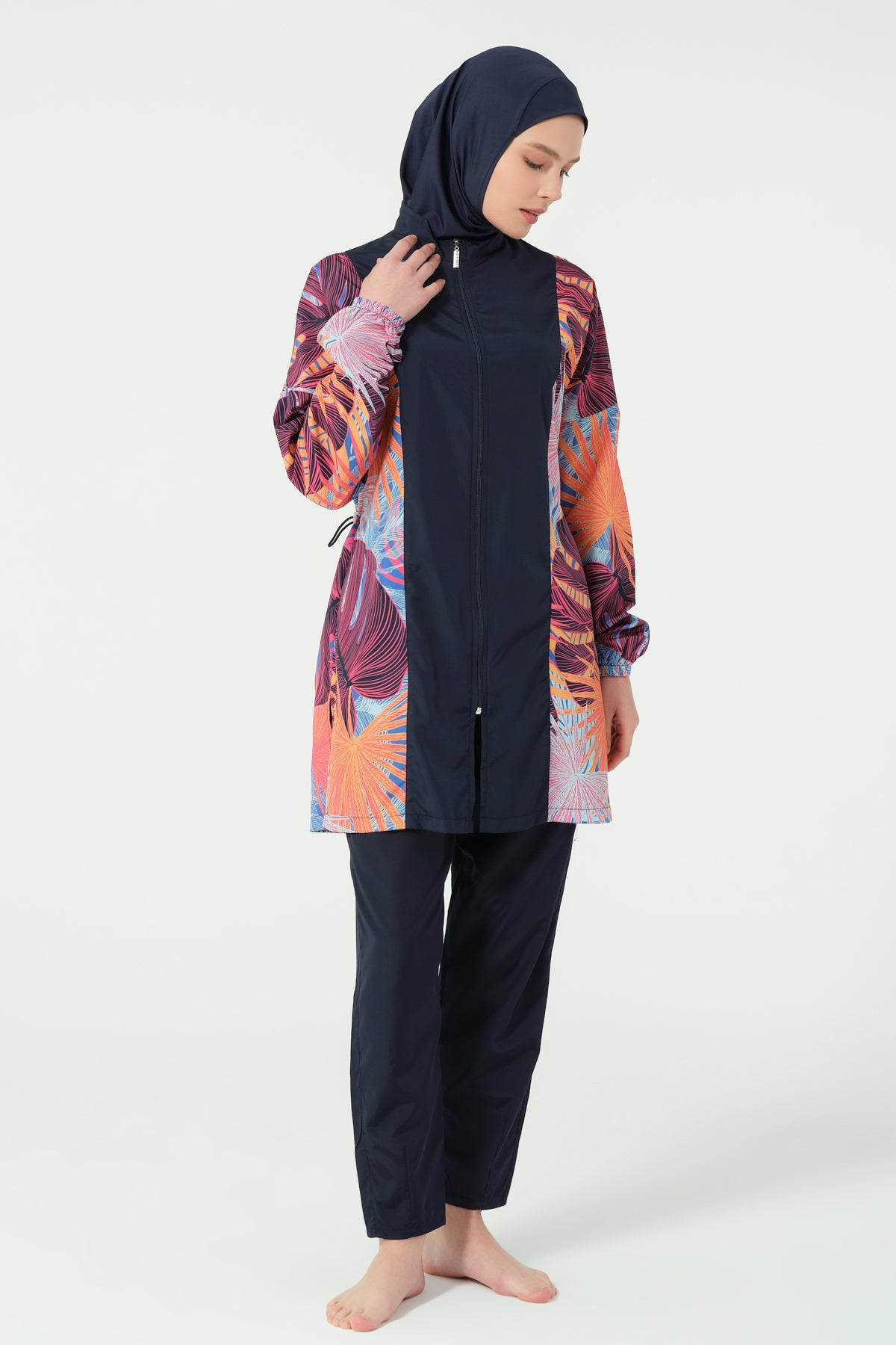 جديد💥بوركيني تركي بني مشجر في كحلي