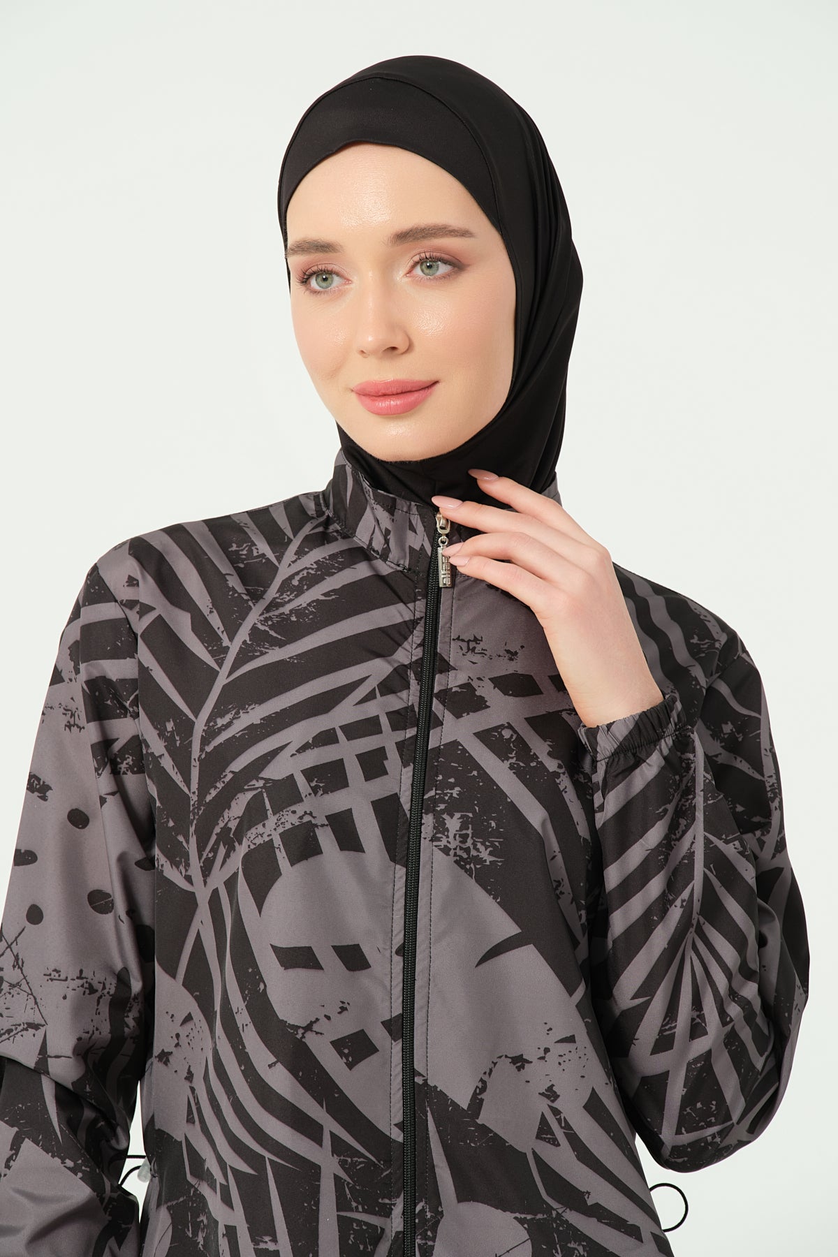 جديد 💥بوركيني تركي طويل أسود في جراي