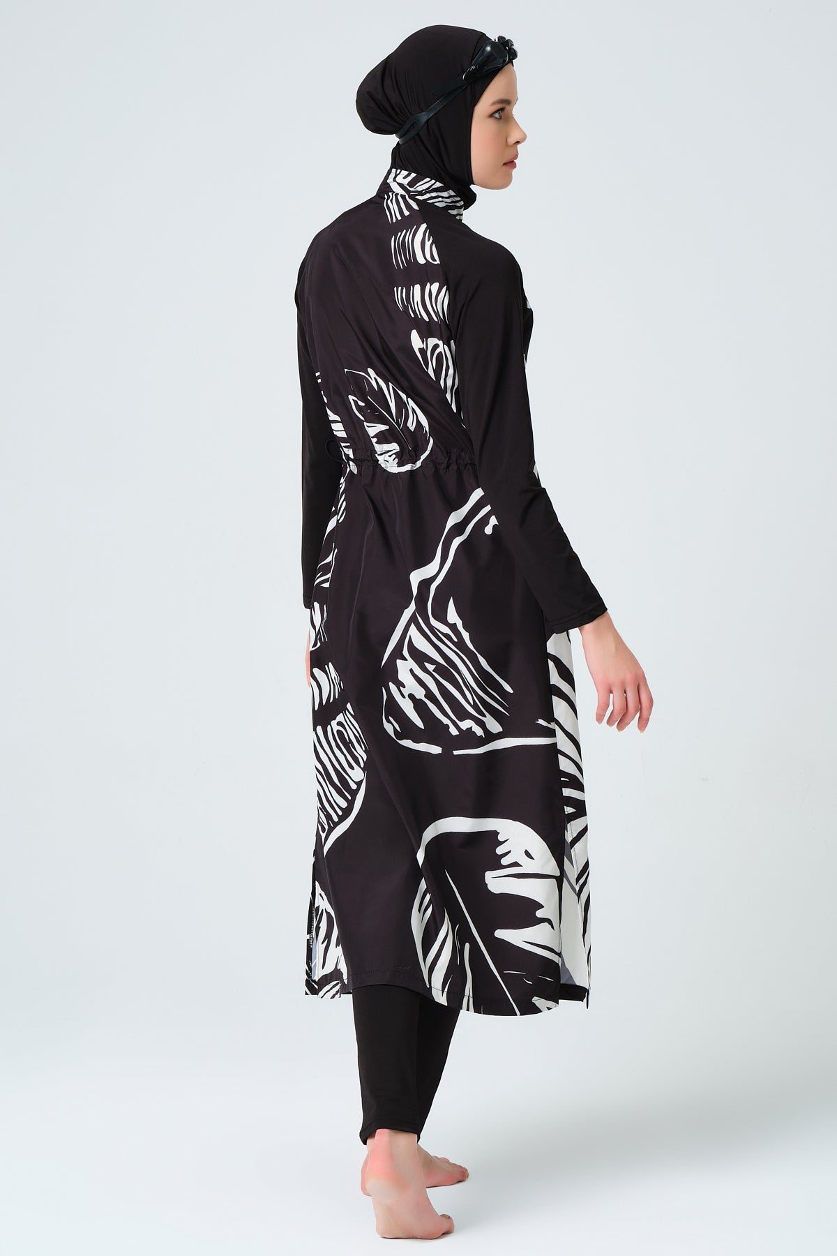 جديد💥بوركيني تركي أبيض في أسود طويل